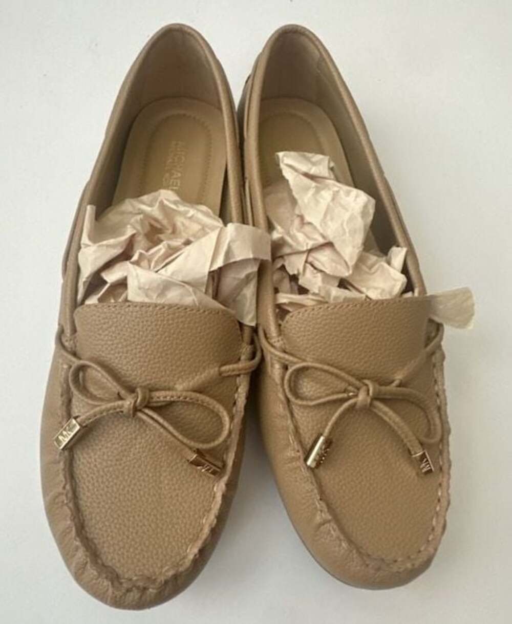 Michael Kors Tan Leather Bow Moccasin Loafers Size 7.5